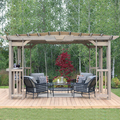 Yardistry Structures 10×14 Madison Cedar Pergola Timber Gray