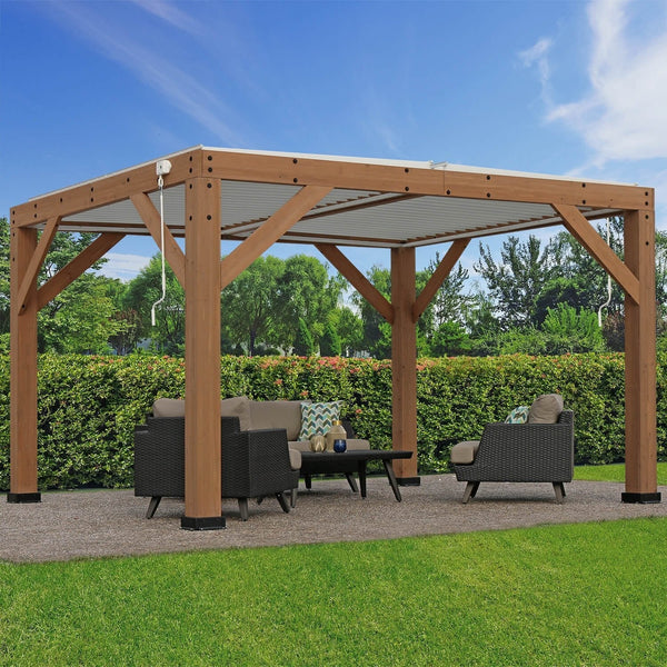 Yardistry Structures 13 x 11 ft Cedar Louvered Roof Pergola