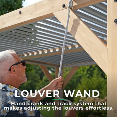 YardistryStructures 10 x 12 Ft Cedar Wood Louvered Pergola, Natural Cedar