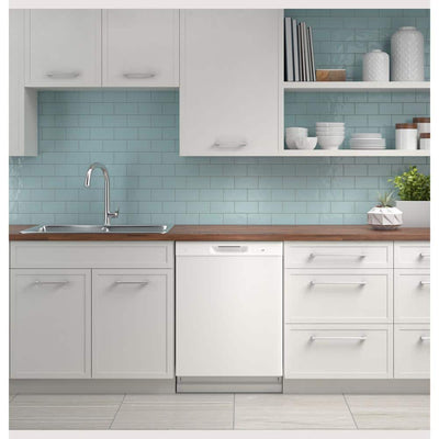 GE24 in. White Front Control Built-In Tall Tub Dishwasher with 60dBA, ENERGY STAR