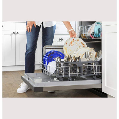 GE24 in. White Front Control Built-In Tall Tub Dishwasher with 60dBA, ENERGY STAR