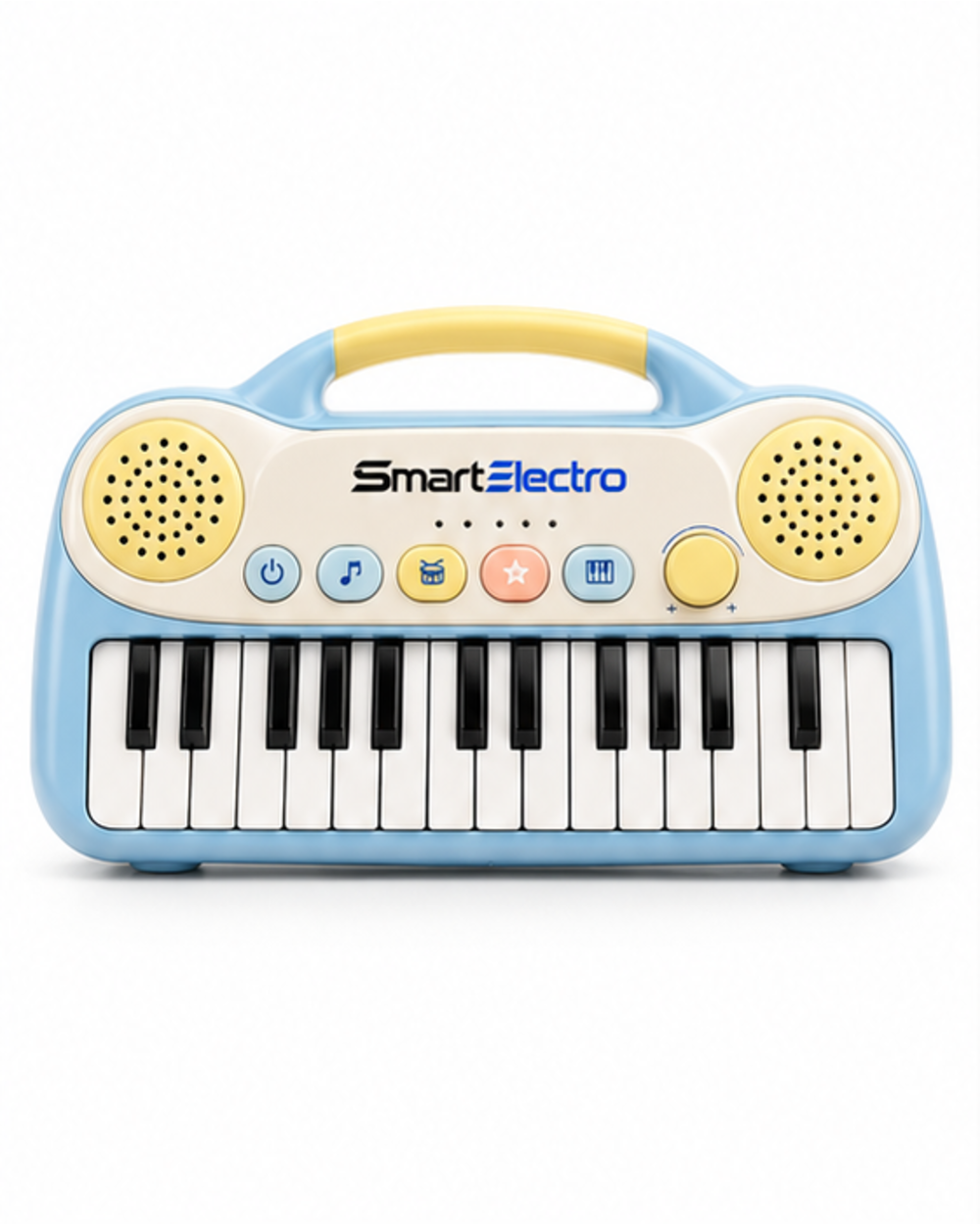 SmartElectro Electronic Musical Keyboard Toy in pastel blue, front view with 24 keys and function buttons
