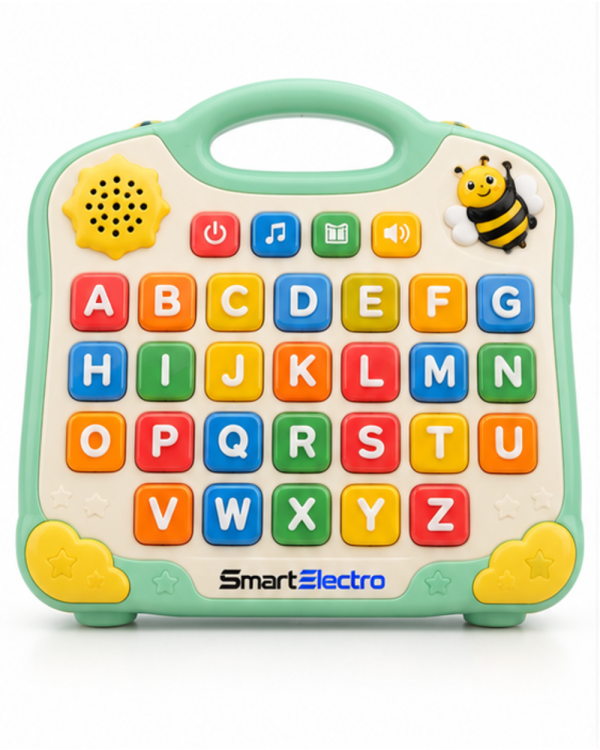 SmartElectro Electronic Talking Alphabet Learning Board in mint green with 26 colourful letter buttons, front view