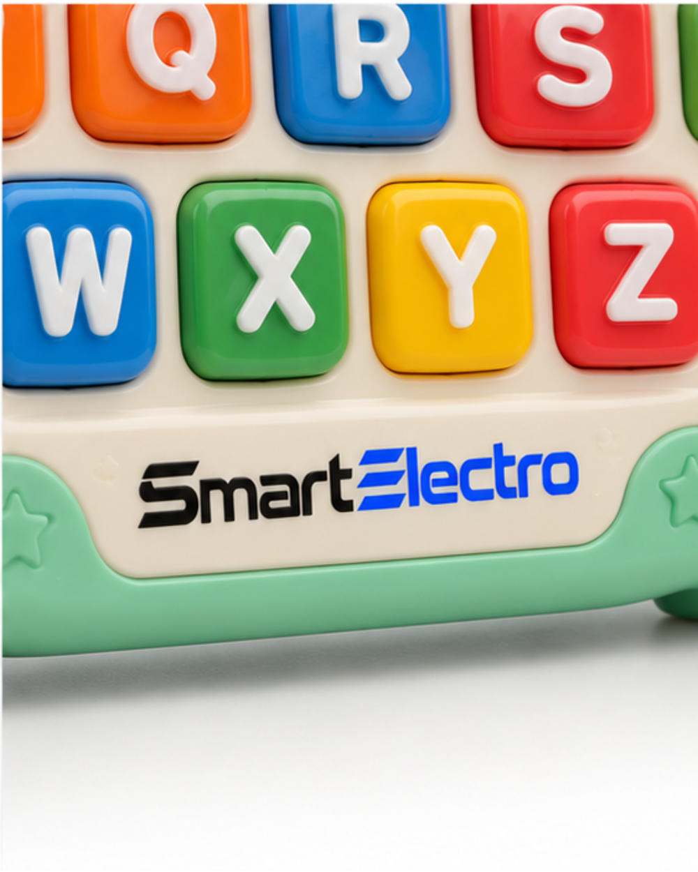 Close-up of the raised letter buttons and the SmartElectro branding on the alphabet learning board